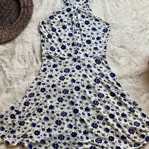 Free People Floral Twist Neck Halter Mini Dress